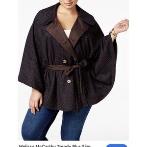 NWT Melissa McCarthy Seven 7 womens 3X Reversible cape navy blue & gold bronze
